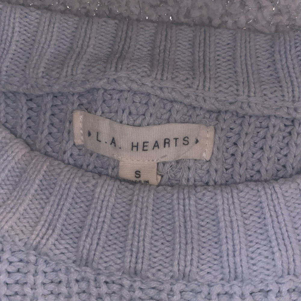 La Hearts Soft Blue Crew Neck Sweater - Picture 4 of 5